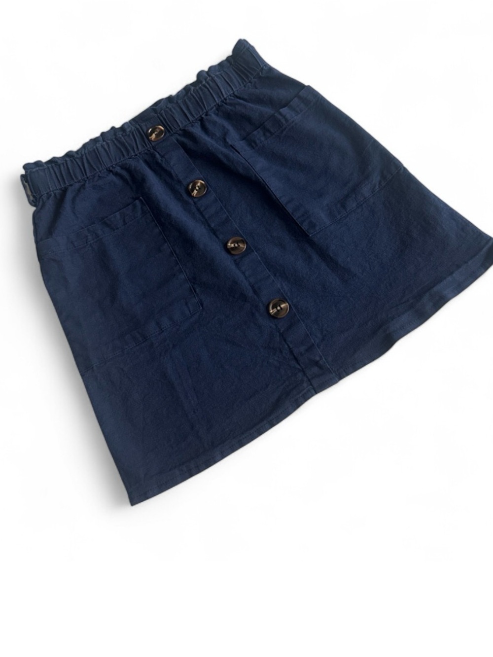 Daisys Boutique Navy Button-Front Skirt with Elastic Waist
